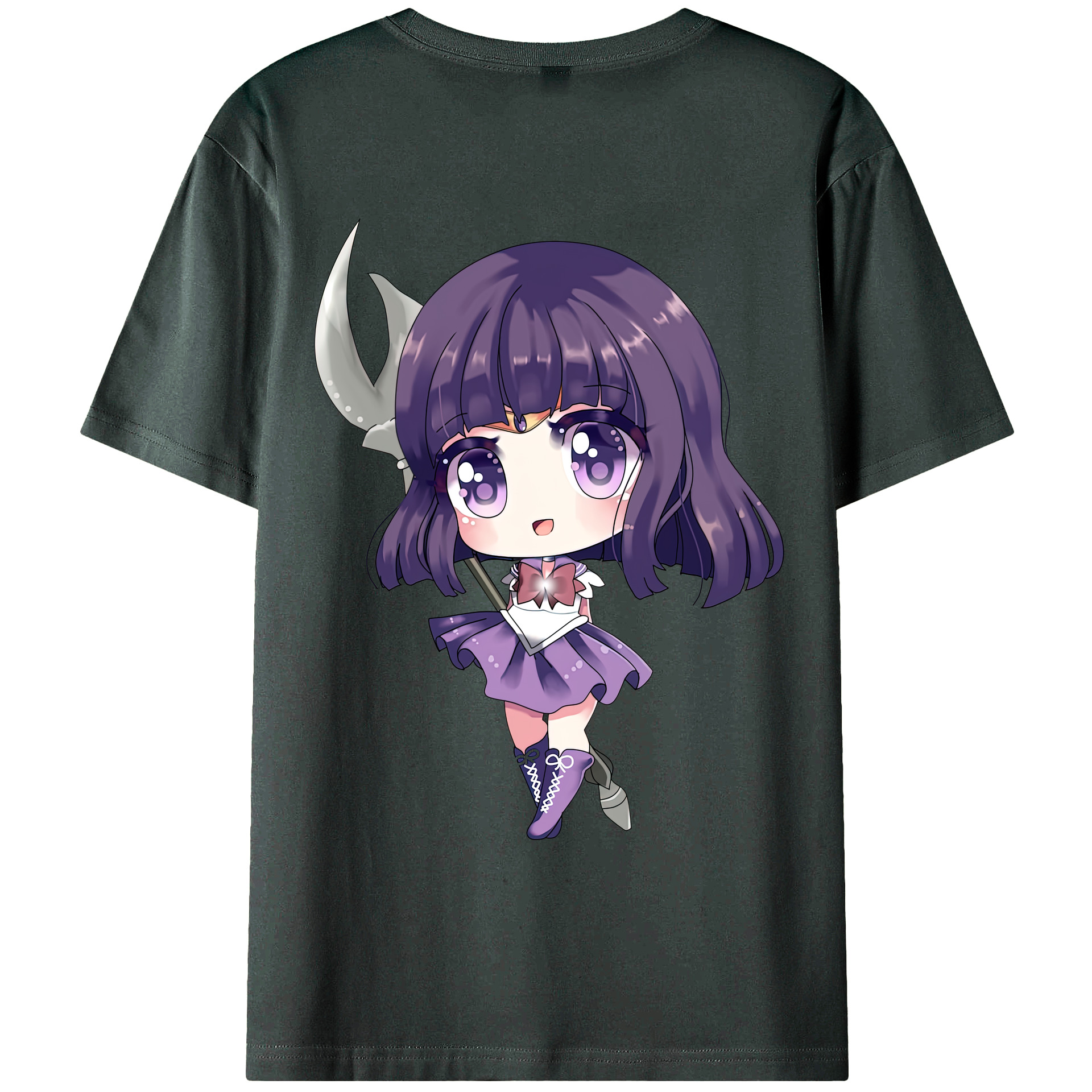 （画像用） 美少女戦士セーラームーン 土萠ほたる Sailor Moon Tomoe Hotaru （セーラーサターン；Sailor Saturn） 綿100％ メンズ半袖Tシャツ（バックプリント） 通気性